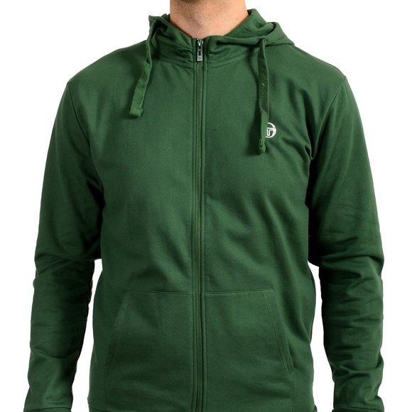 Sergio Tacchini Men's Army Green Hooded Full Zip Brushed Track Jacket Hoodie